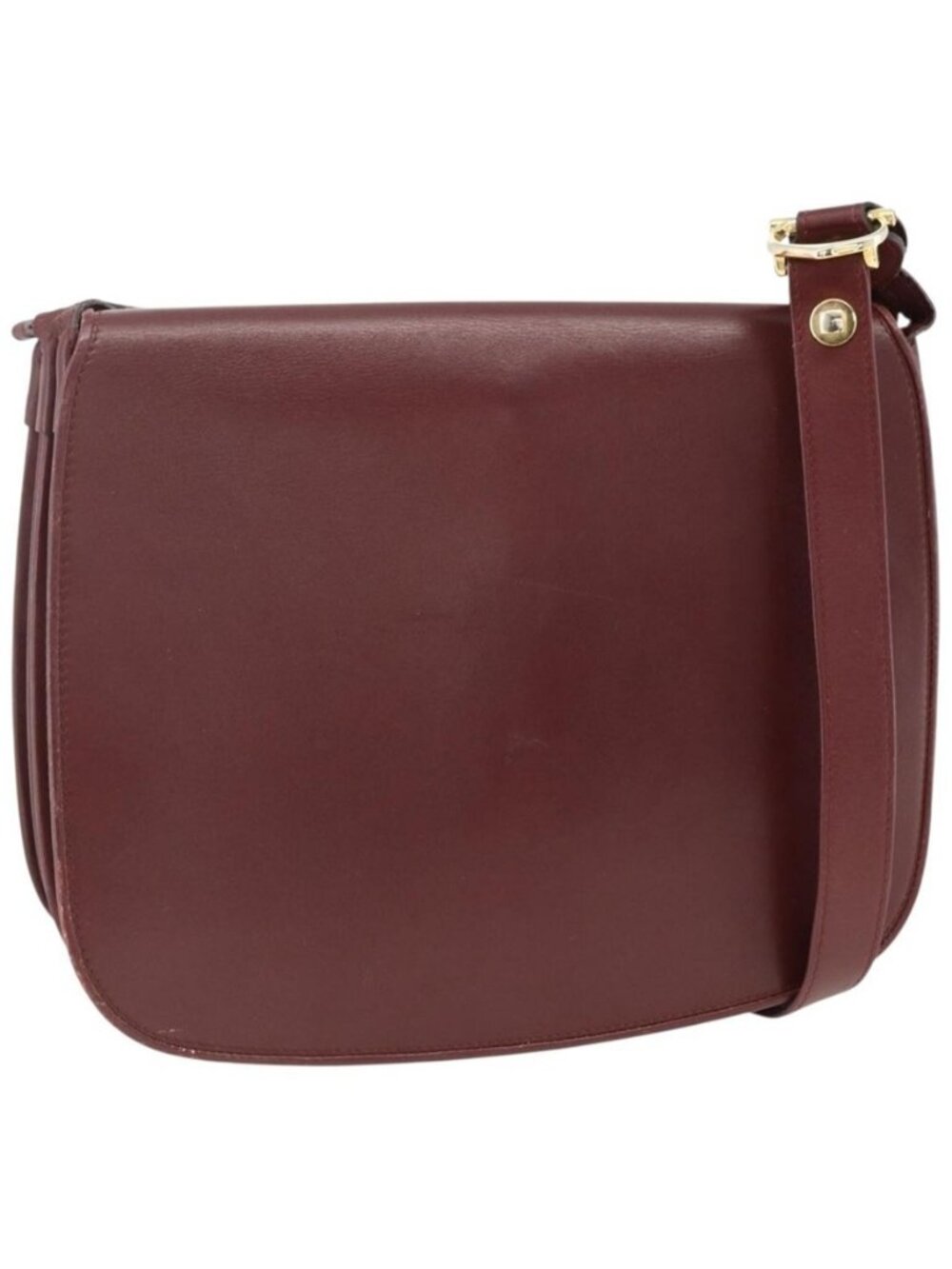 Authentic CARTIER Must Line Shoulder Bag Leather Bordeaux Gold